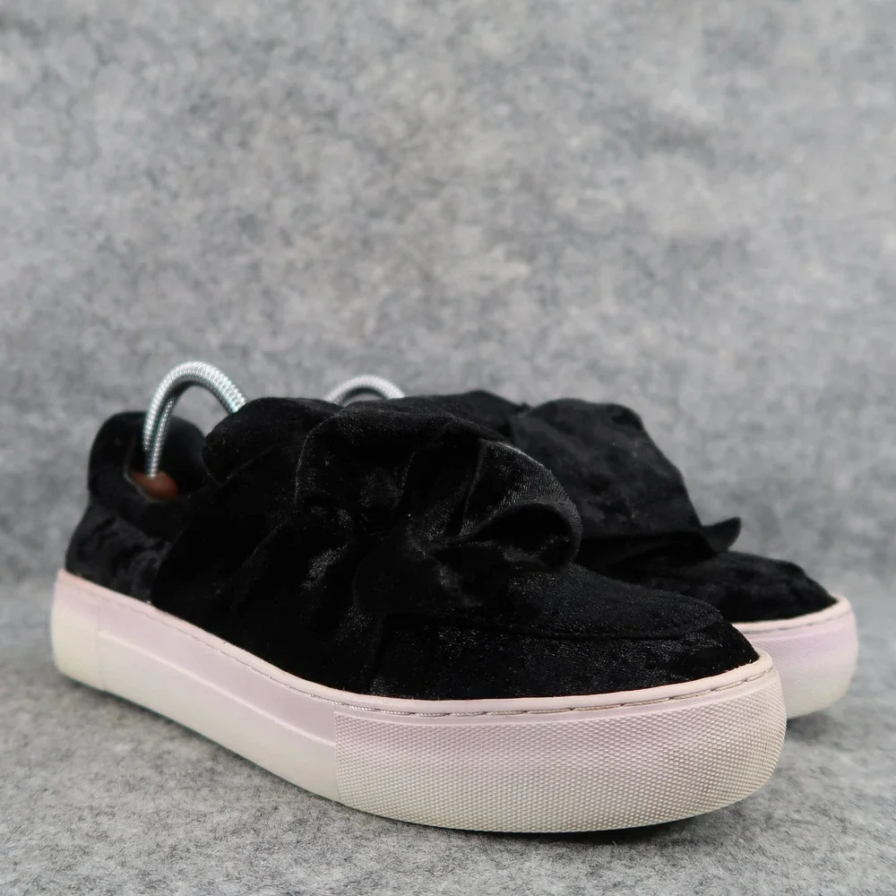 JSlides Shoes Womens 8 Slip On Sneaker Platform Knot Velvet Casual Comfort Black